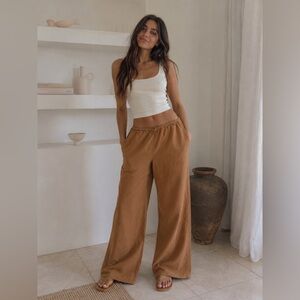 Shade & Shore Wide Leg Pants in Chestnut Brown
